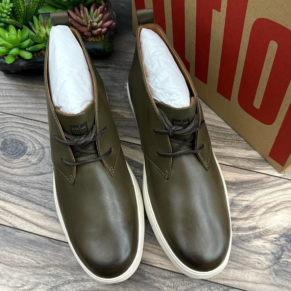 ❌SOLD❌NIB FitFlop Zackery 11 44 Forest Green Chukka Boots Leather - Picture 2 of 11